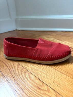 TOMS Red Suede Classic Alpargata Espadrilles Slip-On Shoe Women’s Size 6.5
